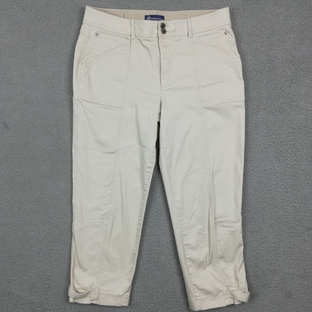 Democracy Womens Pants "Ab"solution Cropped Cargo Khaki High Tummy Control 16